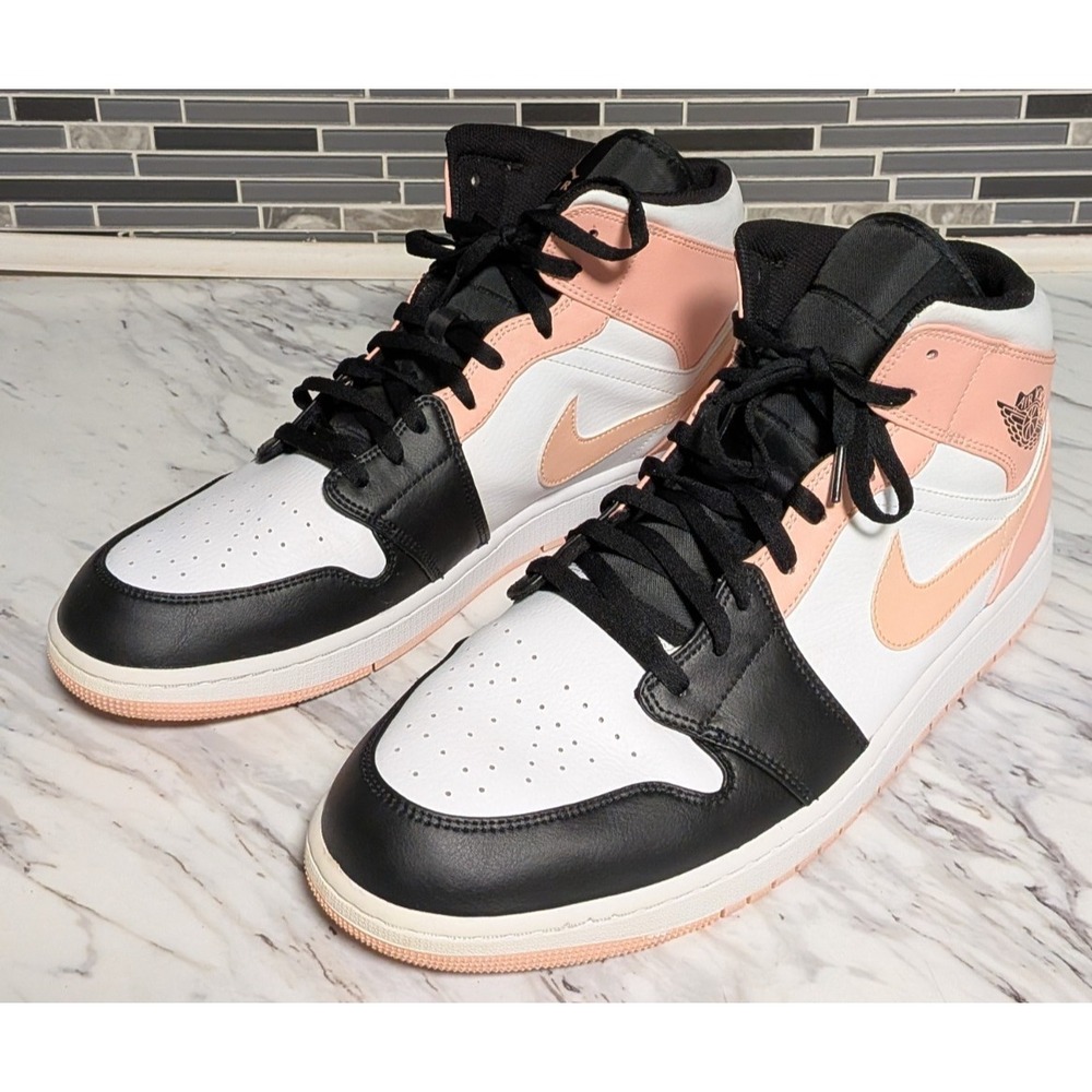 Nike Air Jordan 1 Mid Crimson Tint Arctic Orange Black 554724-133 Men's Size 18 - Picture 3 of 10